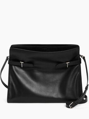 LE TANNEUR EMIE maxi shoulder bag in smooth leather and nubuck in black